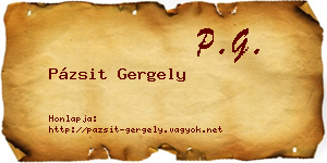 Pázsit Gergely névjegykártya